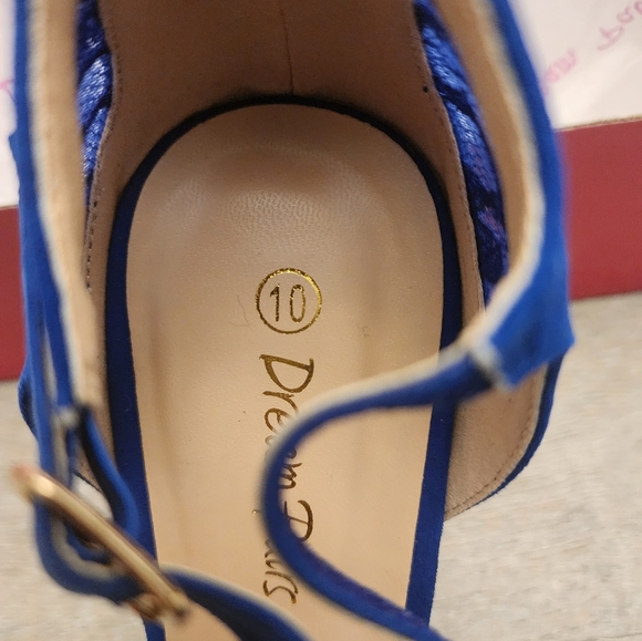 Blue Peep Toe Heels with Sparkle - Picture 8 of 11